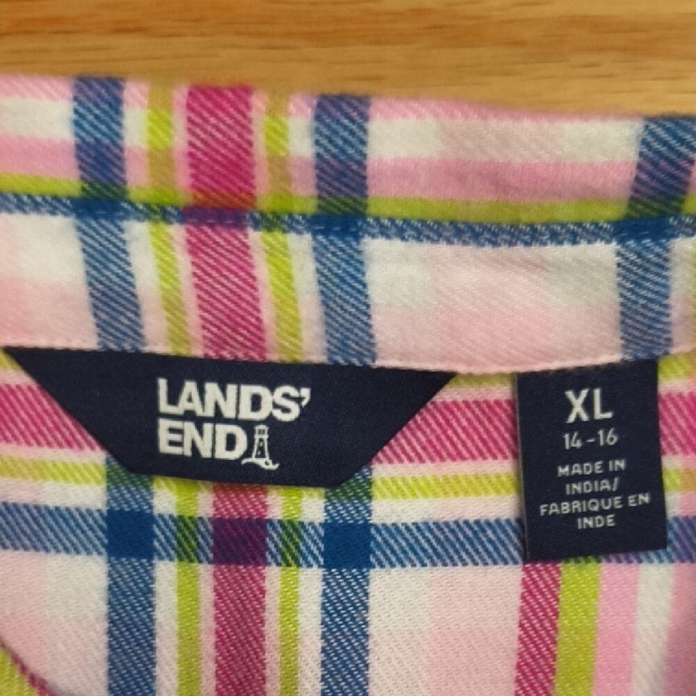 Lands' End Flannel Plaid Dress Girls Size XL 14/16 NWOT - Picture 2 of 6